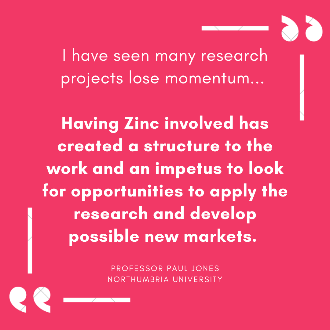 I have seen many research projects lose momentum, and despite the good work that is often generated, these projects remain in the confines of the university. Having Zinc involved has created a structure to the work a
